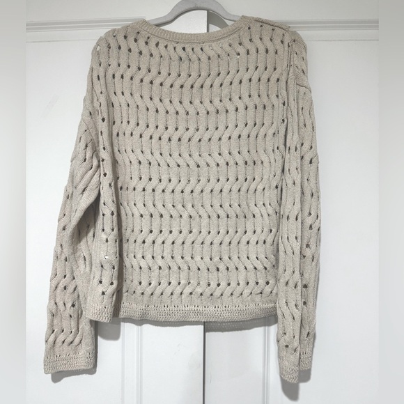 DKNY Cable-knit Sweater with gold shimmer sz L - Picture 2 of 4